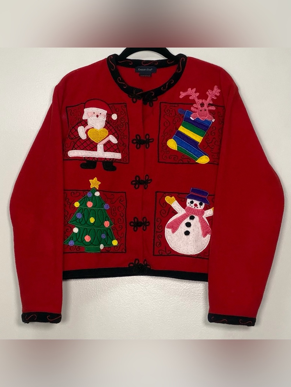 Women’s Red Holiday Appliqué Blazer Jacket